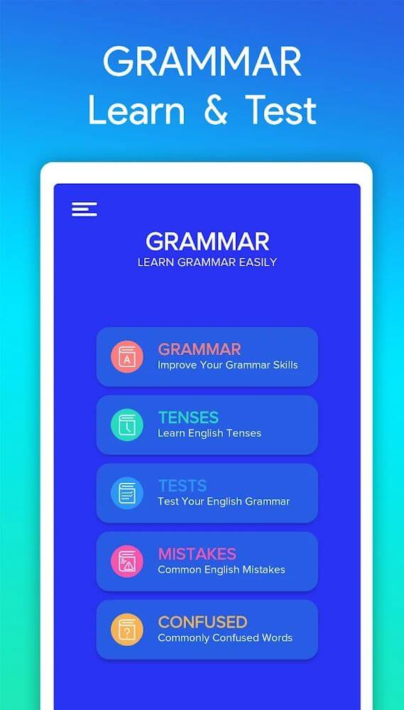 English Grammar app 3.5 Mobile version